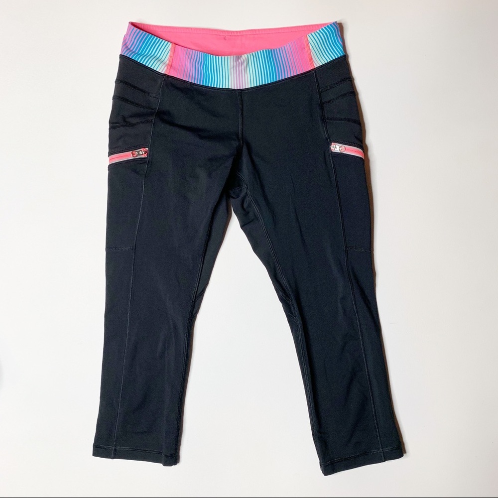 Ivivva cropped leggings pockets black pink
